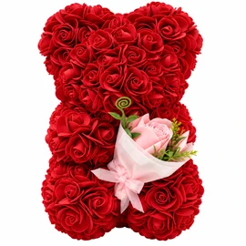 Rose Teddy Bear for Romantic Gifts – Artificial Rose Bouquet Keepsake for Birthdays, Anniversaries & Special Occasions