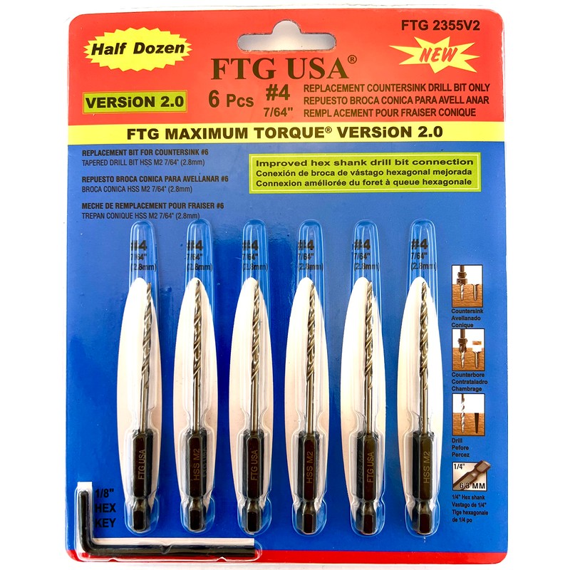 FTG USA Tapered Countersink Drill Bit Set 6 Pc #4