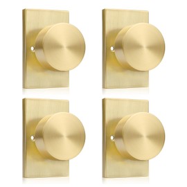 goldenwarm Gold Dummy Door Knob, Zinc-Alloy Brushed Gold Heavy Duty Single-Sided Door Locks (4 Pieces/2 Pairs)