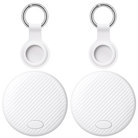 Ainiv Air Tracker Tag Pack of 2, Smart Tag Finder Compatible with Apple Where is? (iOS Only) with Protective Case, Waterproof Item Finder, Bluetooth Key Finder for Wallet/Luggage/Bags, White