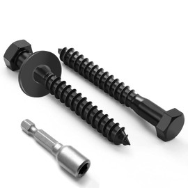 Zuyya Pack of 8 Wood Screws Hex M10 x 100 mm, Black Key Screws Stainless Steel A2 V2A with Washers and Socket Wrench