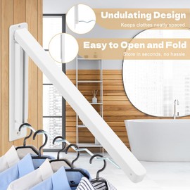 Zoyiancy 2pcs Wall Mounted Clothes Rack, Foldable Laundry Coat Racks, White Retractable Clothes Drying Rack for Home Storage Organiser Space Saving