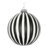 Vickerman 4" White Black Matte Ball Ornament 4/Bag