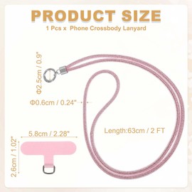 PATIKIL Phone Chain Crossbody Lanyard, 1Pcs Water Diamond Wrist Phone Bling Shoulder Strap with Tether Tab Universal Lanyard for Most Smartphones Bags Purses, Pink