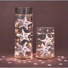 Vase Pearlfection 60 White Floating Stars-Sparkling-3D-White Pearls-Fills 2 Gallons of Floating Stars,Pearls & The Most Transparent Gels for Vases-Exclusive Gels Floating Kit Prep & Storage Bag