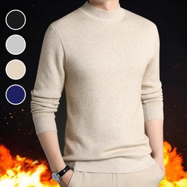 Men's Turtleneck Knit T-Shirt: Three-Season Inner Wear Sweater Gray 100