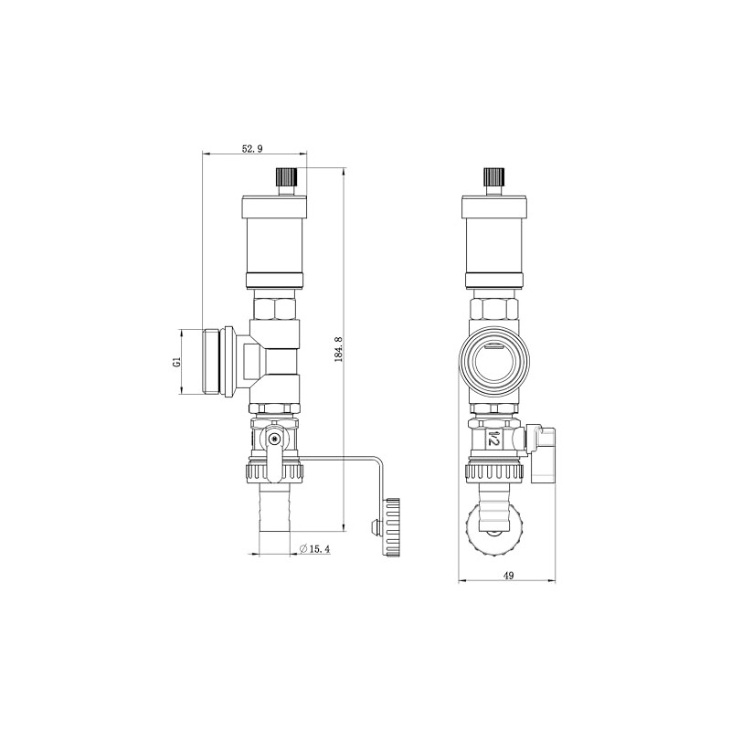AQUA HEATING Bleed Valve and Drain Tap for Heating Circuit