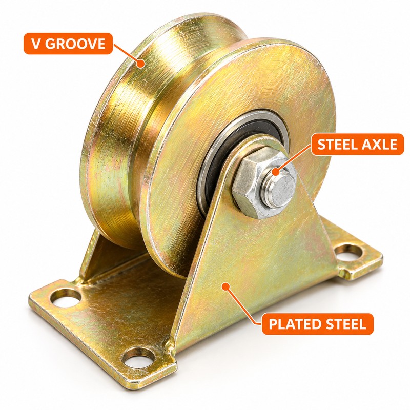 Steel Sliding Door Track Roller Wheel with Mounting Bracket –