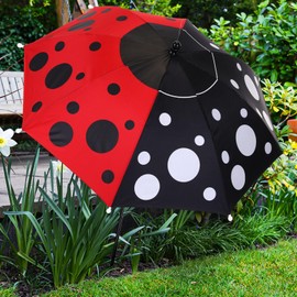 Sunnymove 1 Pcs Plant Umbrellas for Outdoor Garden Plants 23.6 Inch Shade Cover Sun Protection Umbrella Space Saving Garden Umbrella Shade Canopy for Potted Plants Bed (Ladybug,Red,Black,White)