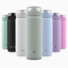 Ello Cooper 22oz Stainless Steel Water Bottle with Straw and Carry Handle, Double Walled and Vacuum Insulated Metal, Leak Proof Locking Lid with Soft Silicone Spout, Reusable, BPA Free, Sage