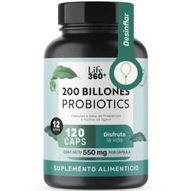 Life 360 Probióticos 200 Billones 120 Cápsulas 1100mg Por Porción