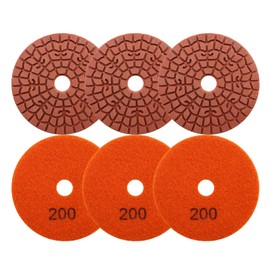 SHDIATOOL Diamond Wet Polishing Pads Polishing Disc, 4 Inch Pads for Granite Stone Concrete Marble Floor Grinder or Polisher, 200#x6 Disc For Wet Polisher & Grinder