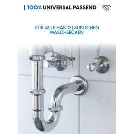 EDELER® Universal Siphon for Washbasin, Stainless Steel, Height Adjustable, Sink Drain Fitting 1 1/4 Inch Chrome, Free Rubber Sleeve