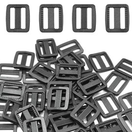 Yosawo Black Buckle Clip Dual Adjustable Flat Side Quick Release Buckles for DIY Craft Backpack Strapping (20 mm / 0.78 inches), Pack of 30, Rk-15