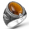 Natural Tiger Eye Stone Solid 925 Sterling Silver Ring for