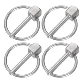 sourcing map 4Pcs 1/8" x 3/4" Linch Pin with Ring, Stainless Steel Round Linch Pins for Boat Kayak Canoe, Trailer Trolley Trucks Mowers, Silver