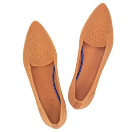 Frank Mully - Mocasines planos casuales para mujer, cómodos zapatos planos de punto, clásicos y puntiagudos, para trabajo, viajes, 6035fawn, 25 cm