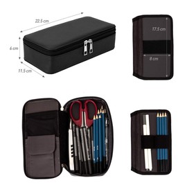 Kesote Pencil Case, Large Capacity Removable Pencil Case for School Office Art, 72 Slots, Black PU