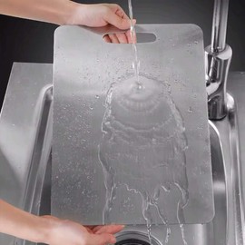 Chopping Board Made of 304 Stainless Steel on Both Sides BPA-Free Antibacterial Sustainable Products Plastic-Free Work Cover Baking Board Kitchen Board with Scale (Stainless Steel Chopping Boards