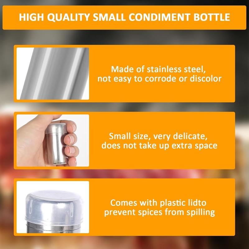 MIVES Mini Salt and Pepper Shakers, 4Pcs Stainless Steel, 5ml