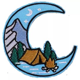 TBA Camping Explore Mountians Outdoor Moon Embroidered Patch Size 2.25" x 2.75"