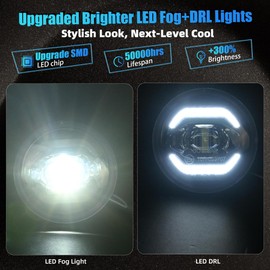 ATLEDLT LED Fog With DRL Light Compatible with Wrangler JL 2018-2025 Wrangler JK Rubicon 2013-2017 (Only fits trims with a plastic front bumper and non-LED halogen fog lamps)