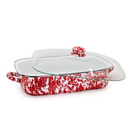 Golden Rabbit Enamelware - 10.5qt Roasting Pan (Red Swirl)