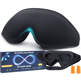 Antifaz para dormir para hombres y mujeres, antifaz para ojos con copa contorneada 3D mejorada,venda para los ojos, bloquea la luz, para ojos con correa ajustable, transpirable y suave para dormir, yoga, viajar (negro)
