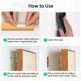 Ninyoon Magnetic Picture Hanger for Wall, Magnetic Picture Frame Poster Hanging System, Strong Wall Magnets Anti-Slip Design - 4.5x1.3cm (24 Pack)