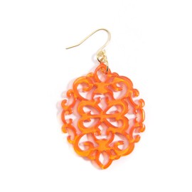 ZENZII Modern Damask Pattern Resin Earring (Bright Orange)