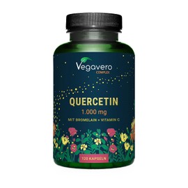 Vegavero Quercetin Complex High Dose 1000 mg - with Bromelain & Vitamin C - High Bioavailability Thanks to Piperine - Vegan & No Additives - 120 Capsules
