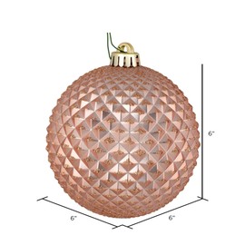 Vickerman 6" Rose Gold Durian Glitter Ball Ornament, 4 per Bag