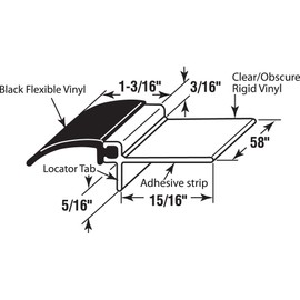 Sentry Supply Restroom Door Privacy Cover, Black, 2-1/8 x 58, Rigid Plastic and Flexible Vinyl Restroom Stall Gap Filler, Provides Privacy, Easy to Install Self-Adhesive. (Pack of 5)