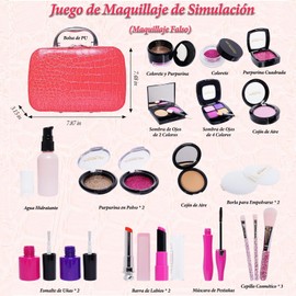 Juguetes de Maquillaje Simulación para Niñas | Juguetes de 21 Piezas de Maquillaje Falso para Niñas No Tóxico con Bolsa de Cosméticos | Regalos para Navidad Cumpleaños y Fiestas para Niños de 3 Años+