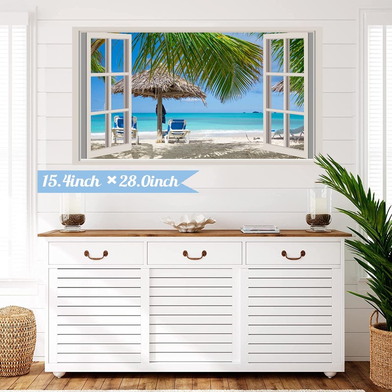 Beach Wall Sticker Fake Windows Wall Stickers Beach Seascape Wall