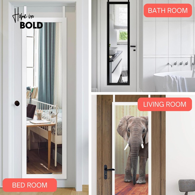 [Heavy Duty] 14.5" Over-The-Door Mirror Hanger Set (Extra Wide) with