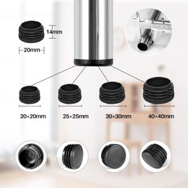 4 Stück Lamellenstopfen für Vierkantrohre Rundrohr 20x20mm