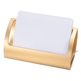 sourcing map Business Card Holder for Desk, Aluminum Alloy Q Shape Business Name Card Organizer Desktop Card Rack Display Stand for Office Exhibition Meeting Home, Gold