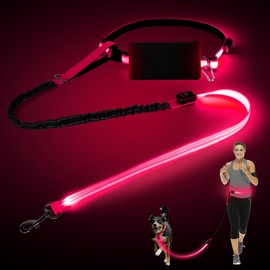 Hands Free Dog Leash, Adjustable Reflective Leash and Waist Belt, Shockproof, Durable, Hands-Free, Shock Absorbing for Small Medium Large Dogs for Walking, Jogging, Training (Pink)