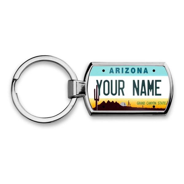 Bleu Reign BRGiftShop Personalized Custom Name Metal Keychain Arizona State License Plate