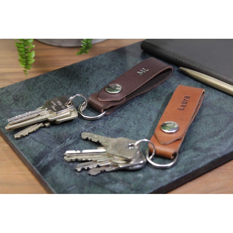 Pack & Smooch Leather Key Fob, Leather Lanyard, Handmade in