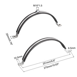 sourcing map 200mm Rigid Pipe Strap Clamps, Carbon Steel Pipe Bracket Tube Clip M10 Nut Size for Water Tube Pipe 2 Pcs