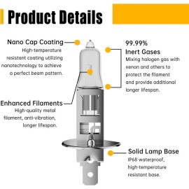 PCC 2X H1 12V 55W Halogen Headlight Replacement Bulb Lamp For Auto Car Truck BB11