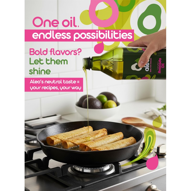 ALEO, Cooking blend avocado oil, Keto, Perfect for frying, grilling,