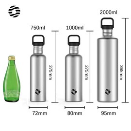 Healter 2L Stainless Steel Water Bottle | 2 Litre Single Wall Water Uninsulated Canteen | Eco Friendly Reusable Bottle | Plastic Free and Leakproof Metal Water Bottle | 2000ml Eco Water Bottle, Sliver