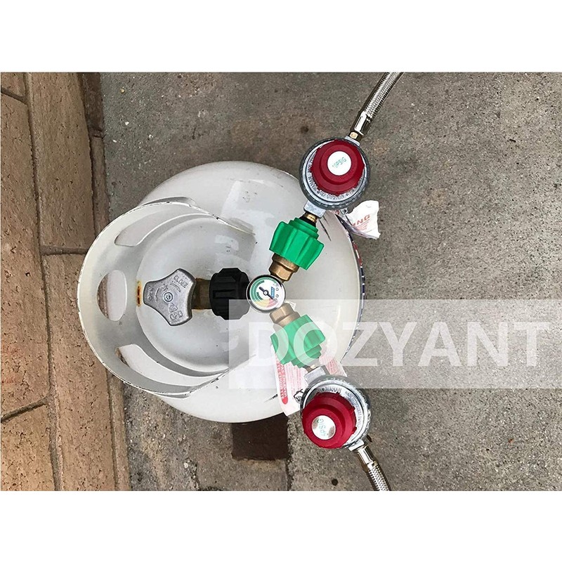 DOZYANT Propane Tank Y Splitter Adapter Gauge, Propane 2 Way