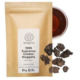 Teapro 1999 Golden Nuggets Supreme Pu Erh Chinese Tea 240g | Premium Aged Ripe Pu Er Loose Tea | Shu Puer Tea | Lao Cha Tou Shu Pu-erh
