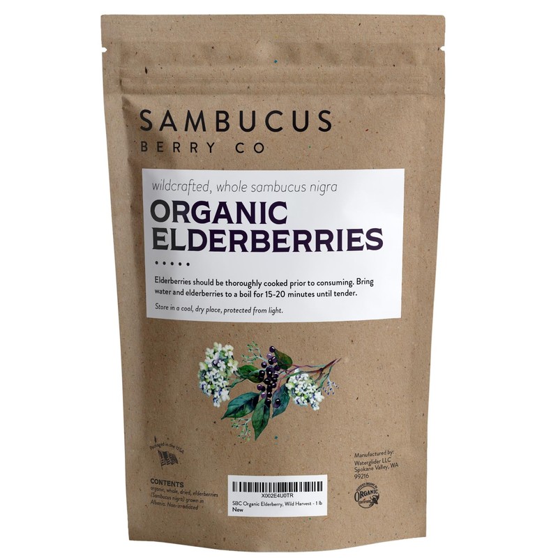 Waterglider International Certified USDA - 100% Organic Dried Elderberries -