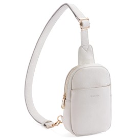 Telena Small Sling Bag for Women Leather Crossbody Fanny Packs Chest Bag for Women White
