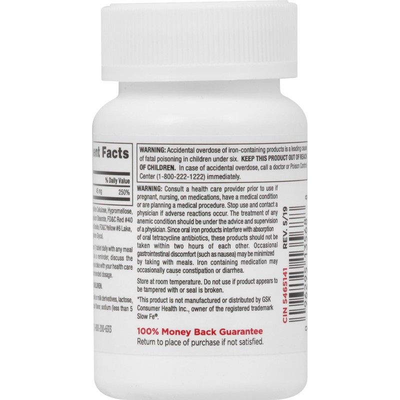 Leader Slow Release Iron 45MG Tablets 60 Ct. Gentle on